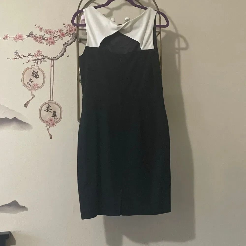 H&M black little dress sleeveless office Formal white keyhole back size 10